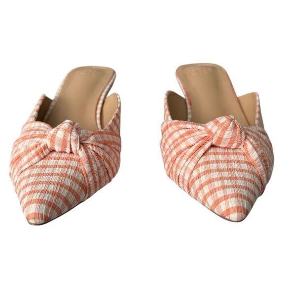 JustFab Freya Woven Peach Kitten Heel Mule Pump Size 10M New, Elegant & Chic - Picture 4 of 10
